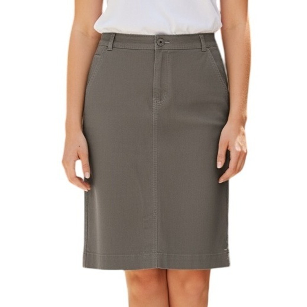EILEEN FISHER Gray Organic Cotton Denim Pencil Skirt Pockets‎ EUC Size Small